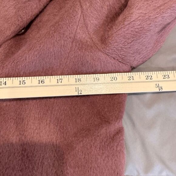 Cole Haan Wool Alpaca Blend Plush Coat Asymmetrical Button Pink Peony Size 8 - Picture 10 of 13